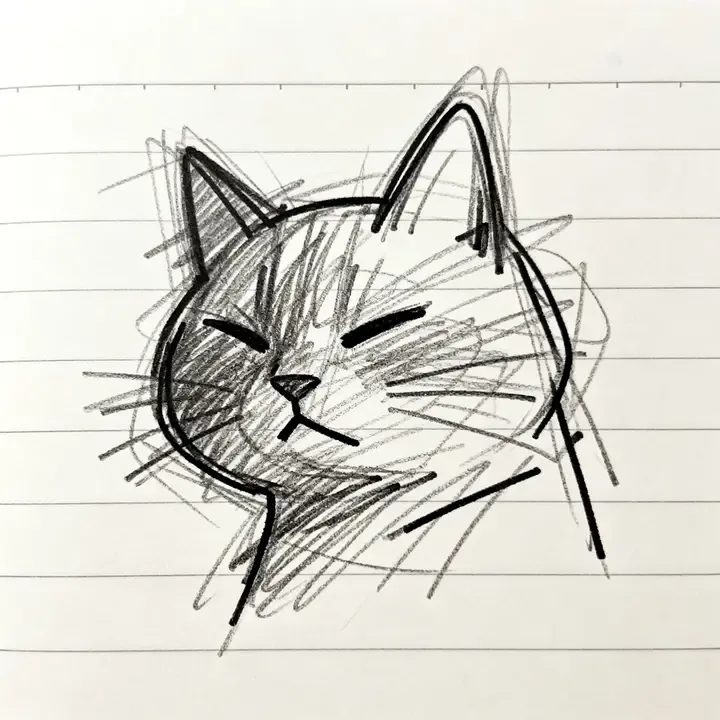 即梦这张灵魂画手猫猫！潦草却神似，提示词拆解来了