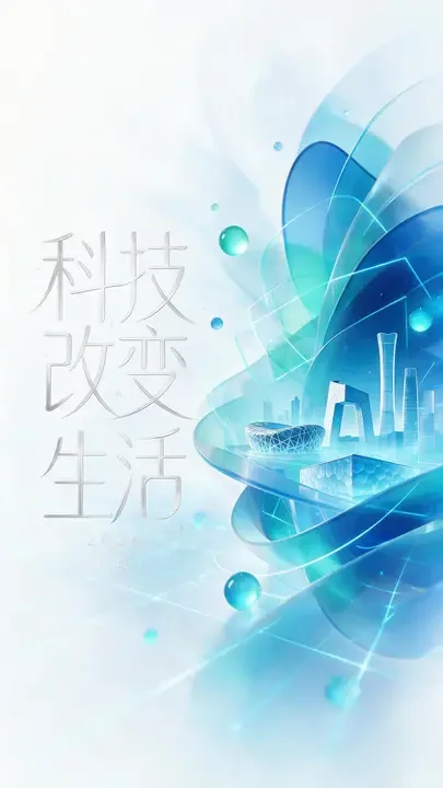 即梦佳作 | 蓝青渐变科技风,文字与地标完美结合的秘诀