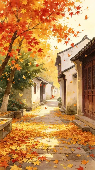 即梦好图拆解｜江南秋色这样写，落叶铺满小径意境超棒