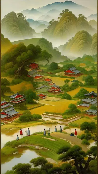 即梦好图分享：田园工笔画的留白与色彩怎么跑出来的？