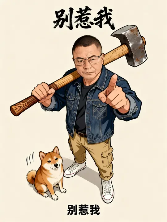 即梦好图拆解 | 漫画风人物柴犬组合的强气场表现