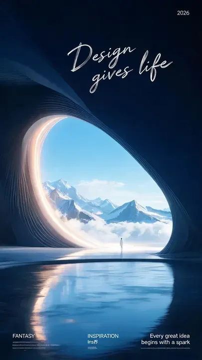 即梦刷到一张未来感海报｜这空间的层次和光影太绝了