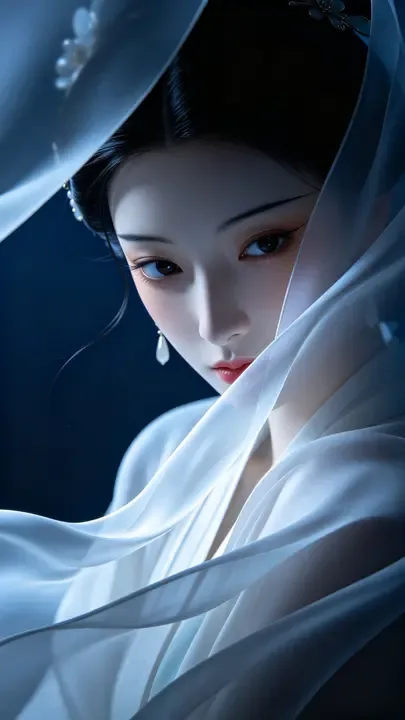 即梦拆解 | 林黛玉式柔弱与抽象纱衣 | 深蓝背景的东方意境