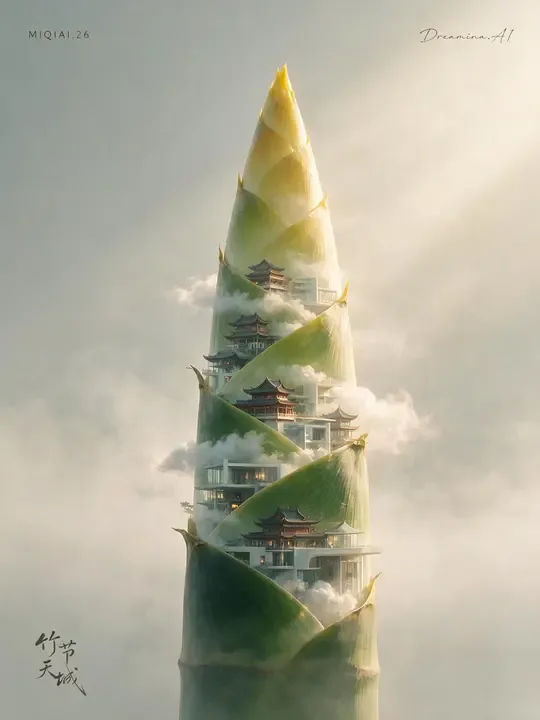 即梦高分作品拆解:竹笋里藏着天空之城的海报怎么跑?