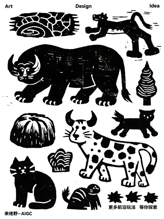 即梦黑白木刻版画 | 这文字细节控制，对我们做短剧有用
