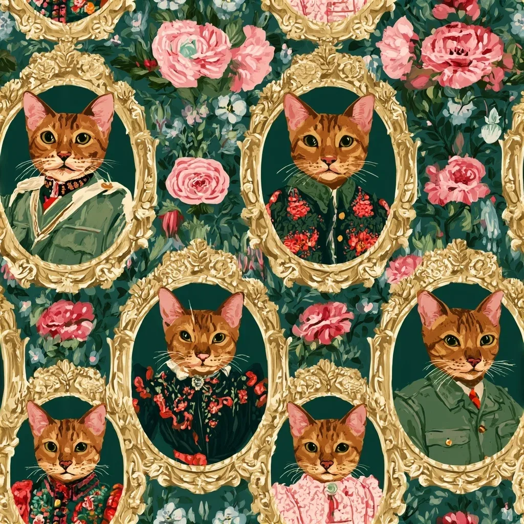 Midjourney作品拆解 | 复古猫咪壁纸的平面光与插画风格