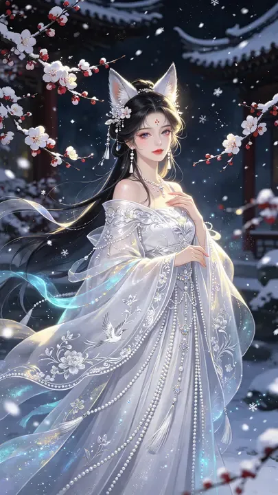 即梦作品赏析 | 雪夜幽狐：解析冷暖光影与多层质感