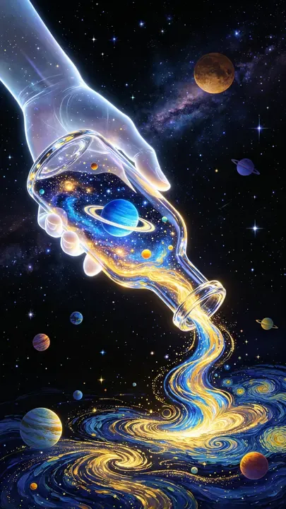 光体巨手倾泻星河｜这幅宇宙瓶中的梵高流光
