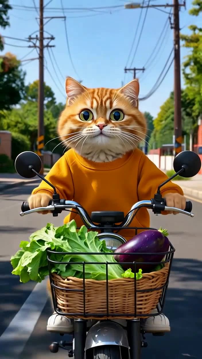 即梦视频拆解｜这只骑车橘猫的光影和质感太舒服了 | f14_lumen