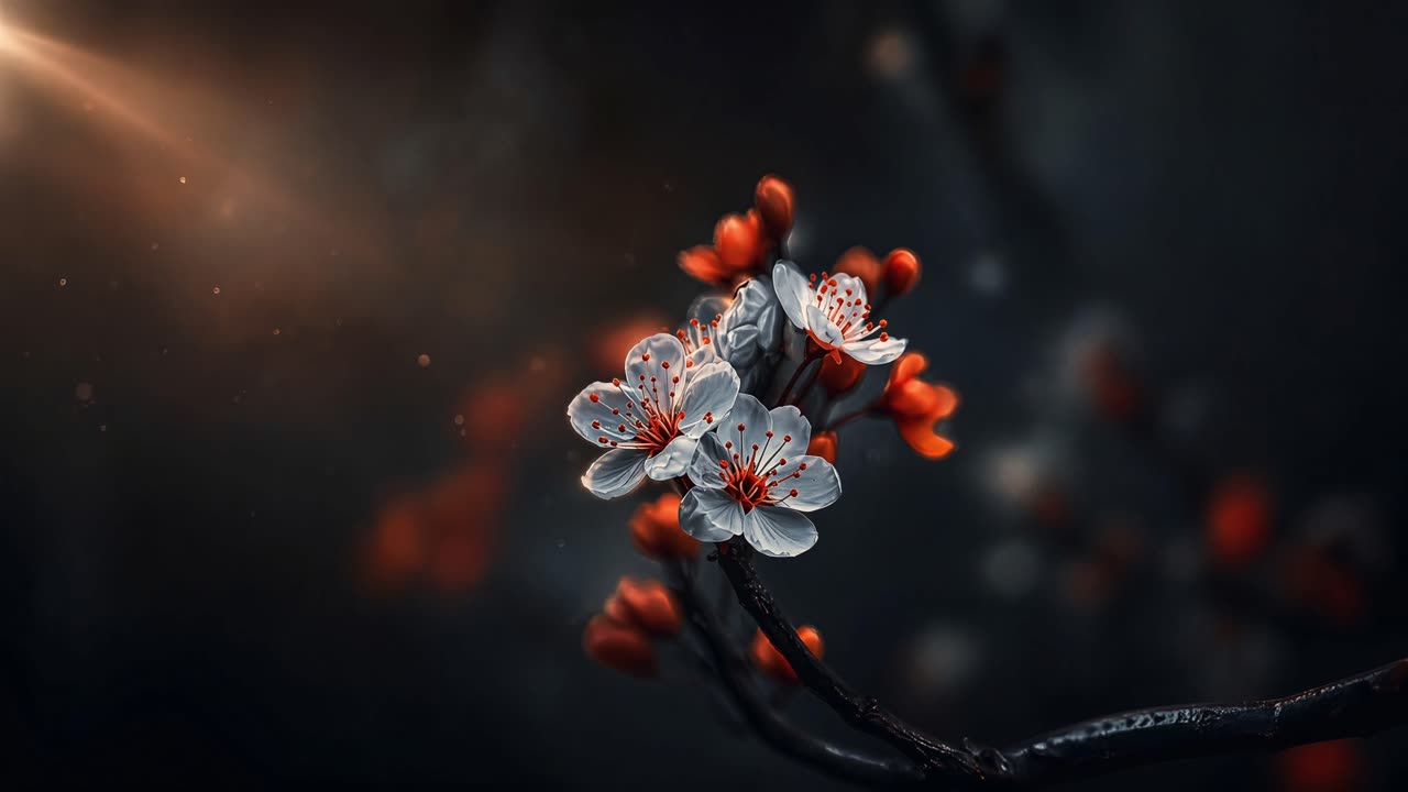 可灵视频 | 5秒情绪短片：花开微动，光影粒子，电影感运镜拆解