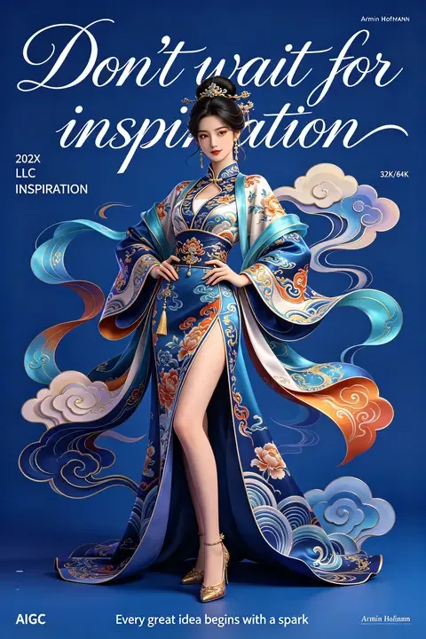 即梦神女：国风克莱因蓝撞色大片拆解 | 字效、构图看点多