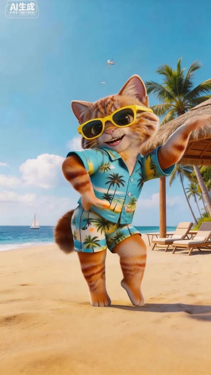 可灵这奶橘猫视频，运镜流畅度拉满，节奏感和剪辑点很适合短视频
