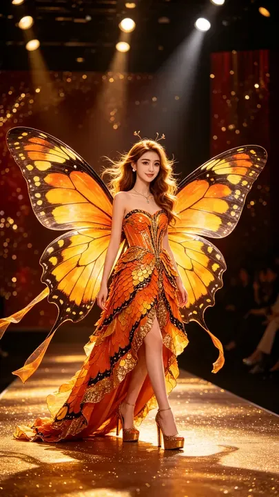 即梦T台高定｜蝴蝶主题礼服的色彩、构图与细节巧思