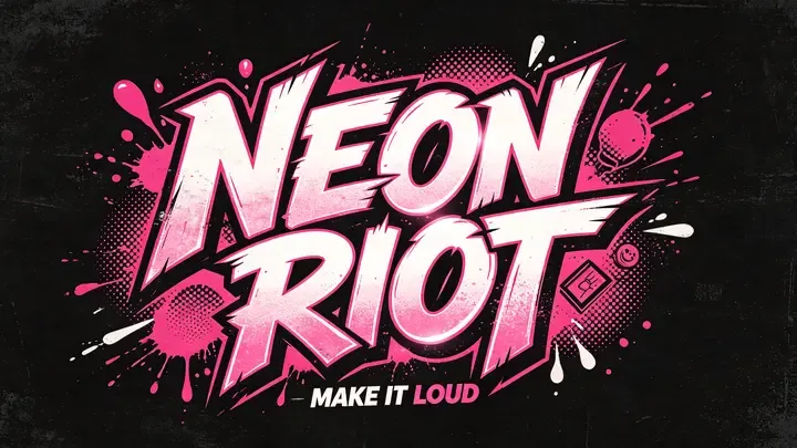 即梦作品分享 | 字体设计「NEON RIOT」的线条与配色巧思