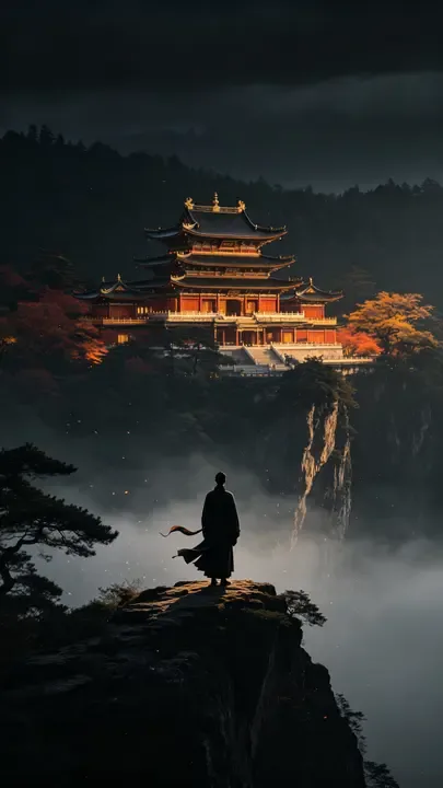 即梦古风作品解析：孤寂与壮阔的构图巧思