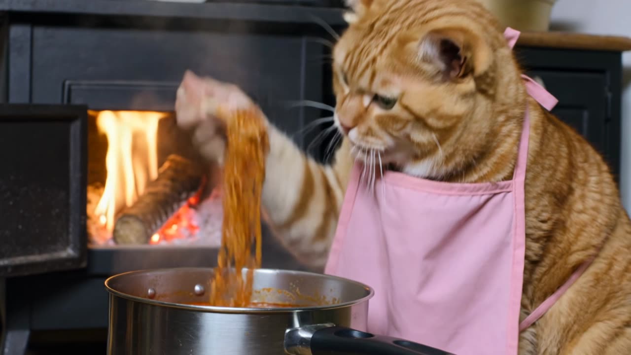 赛博橘猫的烟火气食录 | 可灵视频3.0对细节和动态的捕捉