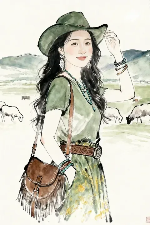 即梦一幅写意人物赏析 | 笔墨留白与淡彩的巧妙融合