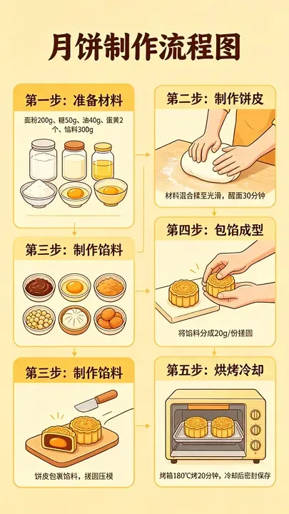 即梦月饼流程图 | 拆解简洁画面背后的提示词巧思