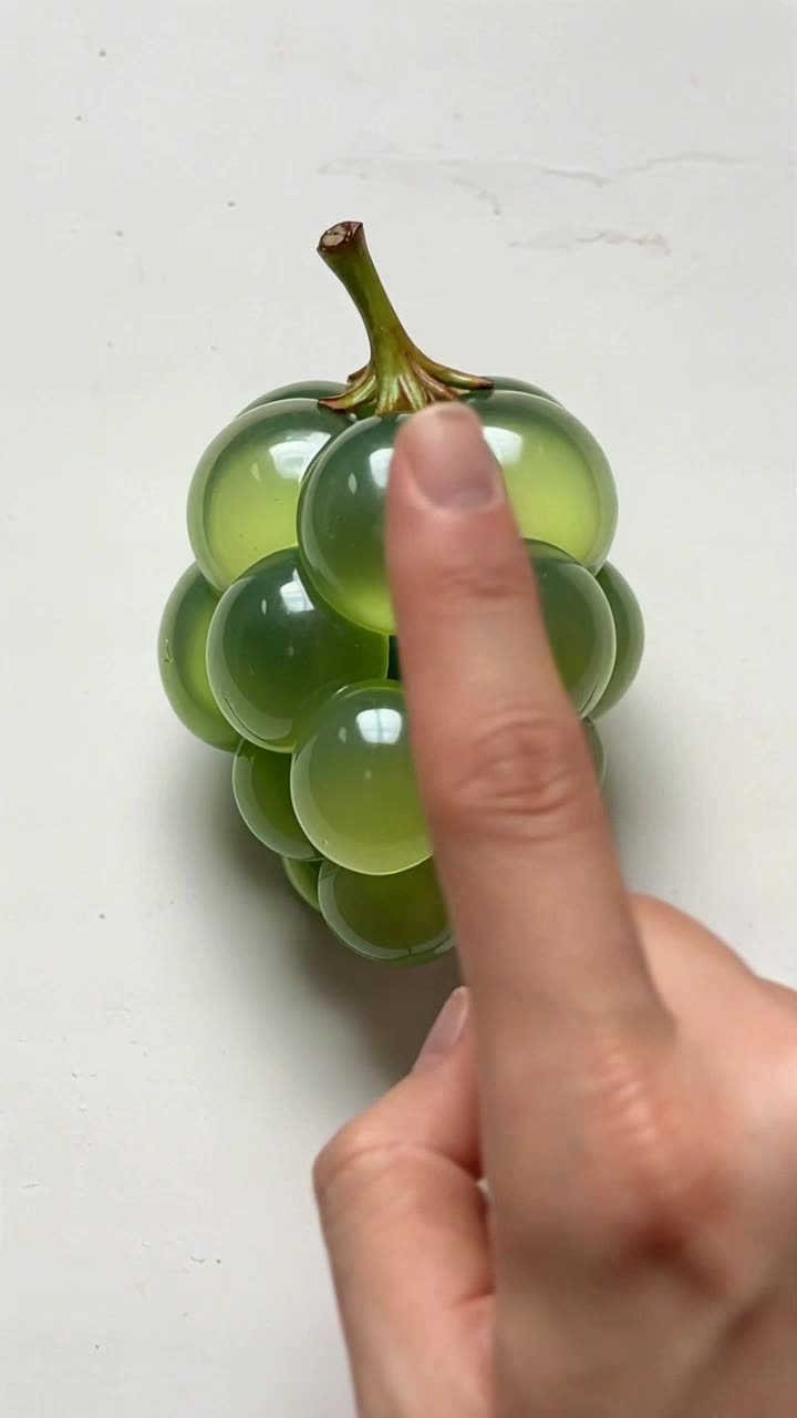 即梦新视频 | 浅析AI脆皮葡萄捏捏乐的质感与ASMR表现力