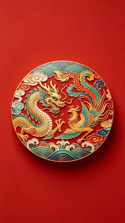 即梦作品拆解 | 国风龙凤浮雕纹样的色彩与立体感