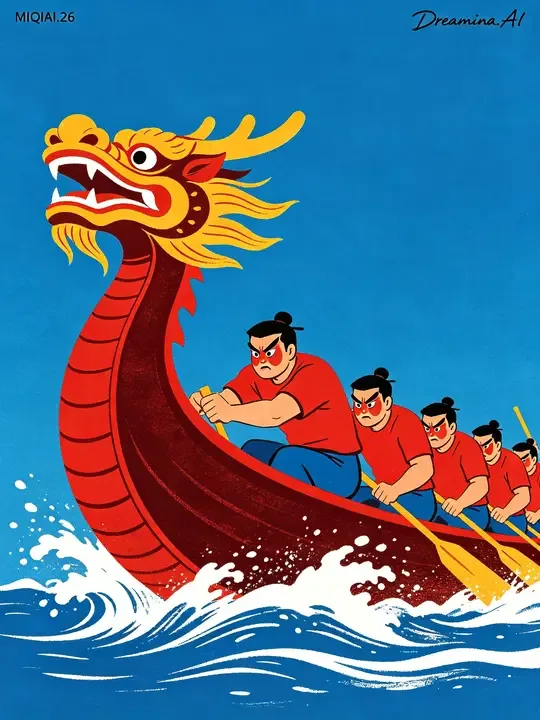 即梦社区｜端午龙舟 Minhwa 插画拆解，看它怎么精准控制画风