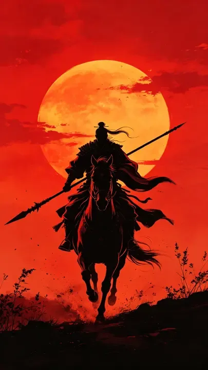 即梦作品拆解 | 剪影武士：色彩、光影与氛围营造的巧妙融合