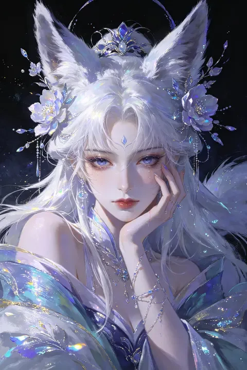 即梦作品拆解：如何用质感与氛围词打造冷艳狐妖神女 | 提示词模板分享