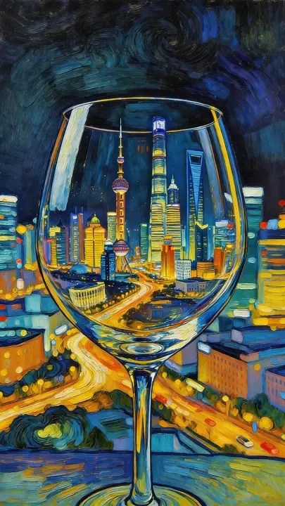 即梦作品拆解 | 梵高风格结合城市倒影，色彩构成模板分析