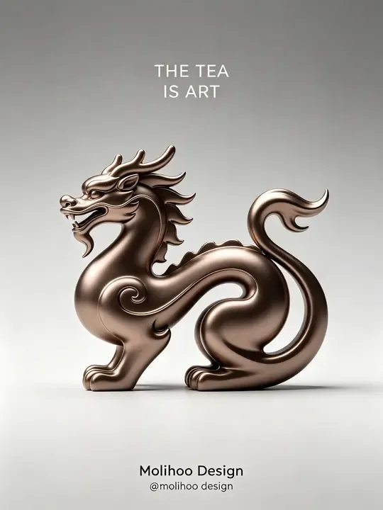 即梦麒麟茶宠设计 | 这哑光金属质感和排版，提案直接用！