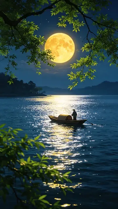 即梦高分图拆解：月夜江南治愈系插画，如何营造高级商业感
