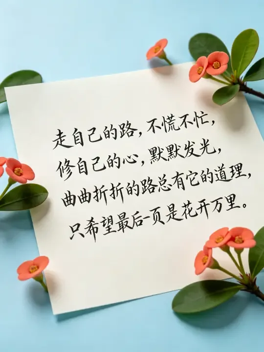 即梦出品 | 淡蓝色信纸搭配铁海棠，这提示词写得真稳