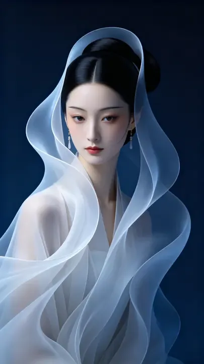 即梦出品|林黛玉气质与现代抽象 C4D 风格的融合探讨