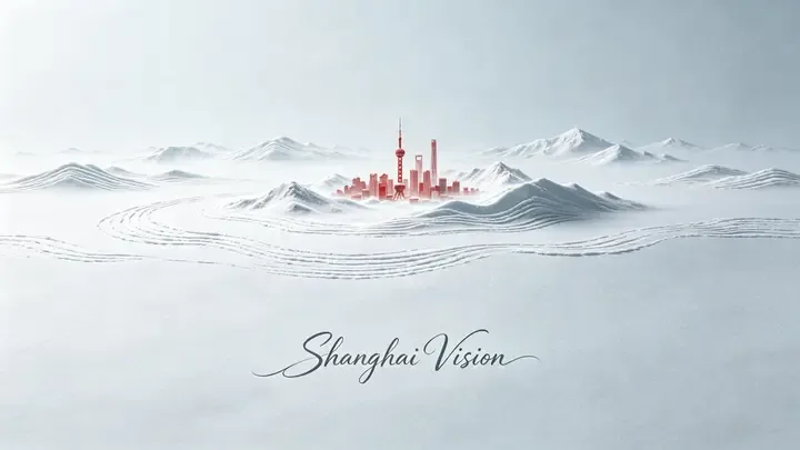 分享即梦里发现的高级感作品 | 冷调留白里的朱红上海