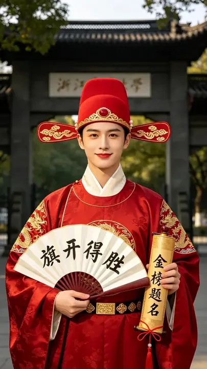 即梦国风状元图解析：透视、材质与光影细节的AI控制力