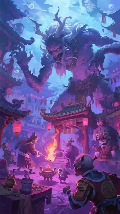 即梦作品拆解｜中式怪诞海底庙会的角色和氛围塑造