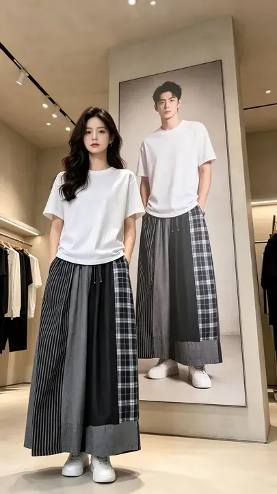 这张即梦作品的角色统一性处理得真不错 | 服装展示海报的构思