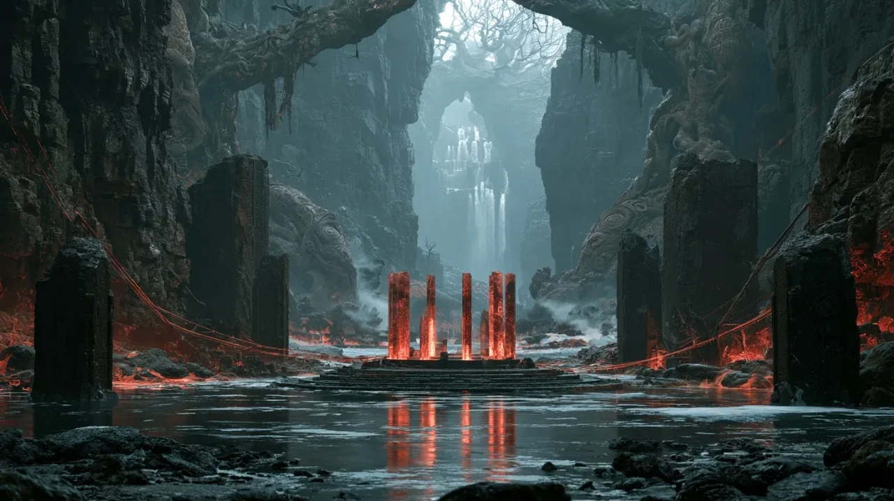 北欧黑暗奇幻场景概念 | 如何用红光营造压迫感和视觉焦点