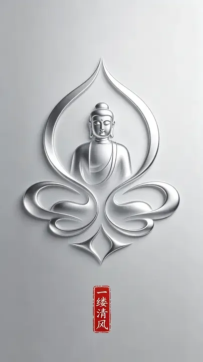 即梦作品拆解 | 极简佛像标志如何用提示词塑造情绪和质感