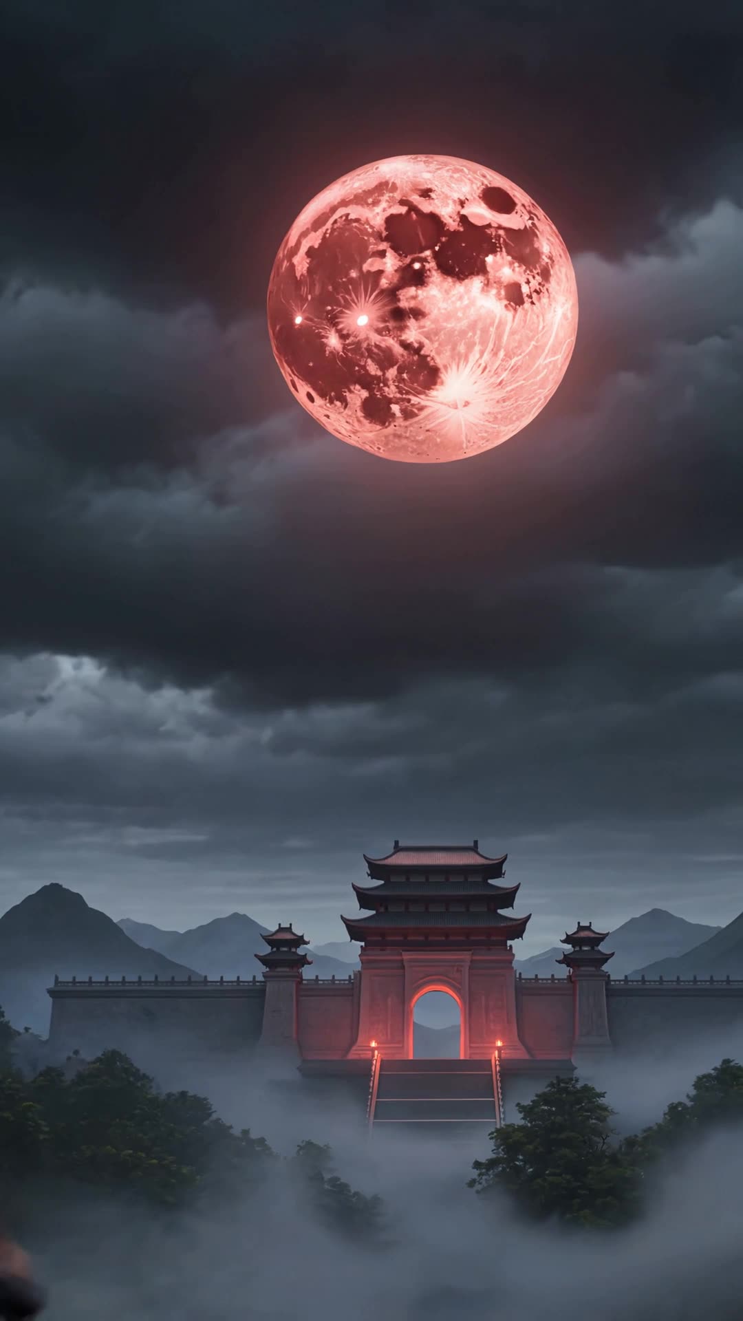 可灵3.0仙侠大场面：血月下的运镜和情绪渲染
