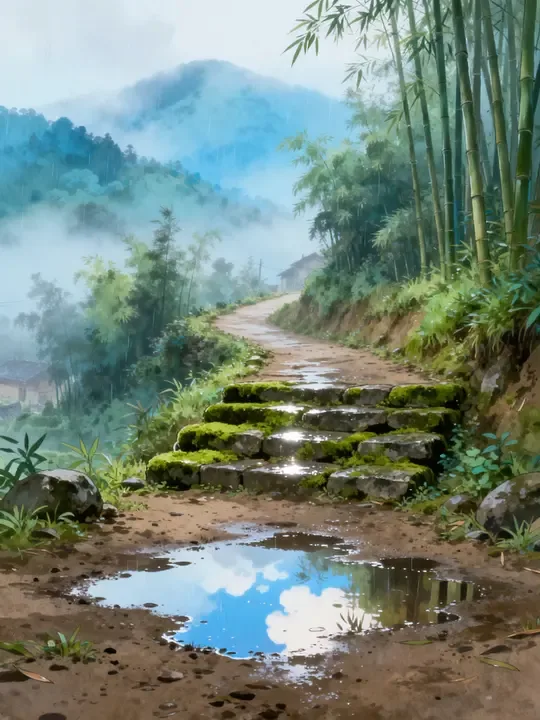 即梦佳作分享｜雨后山村小路，吉卜力氛围拉满的秘密