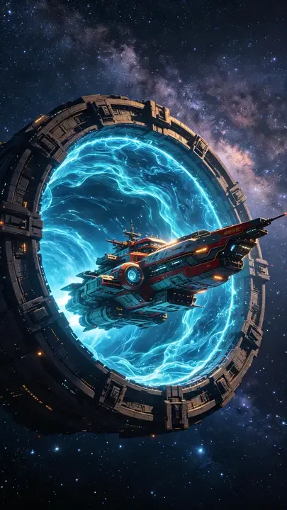 即梦作品拆解 | 科幻飞船穿越星门 | 这构图出图率很高
