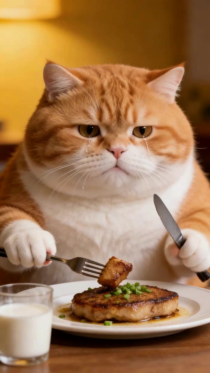 即梦猫咪吃鹅肝视频 | 拆解这个转场和情绪表达