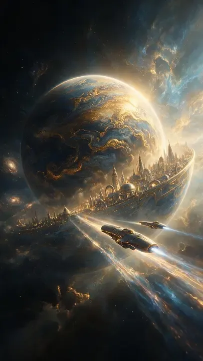 即梦科幻插画 | 赛博都市的线条感与高级配色 | 莫比乌斯风格融合
