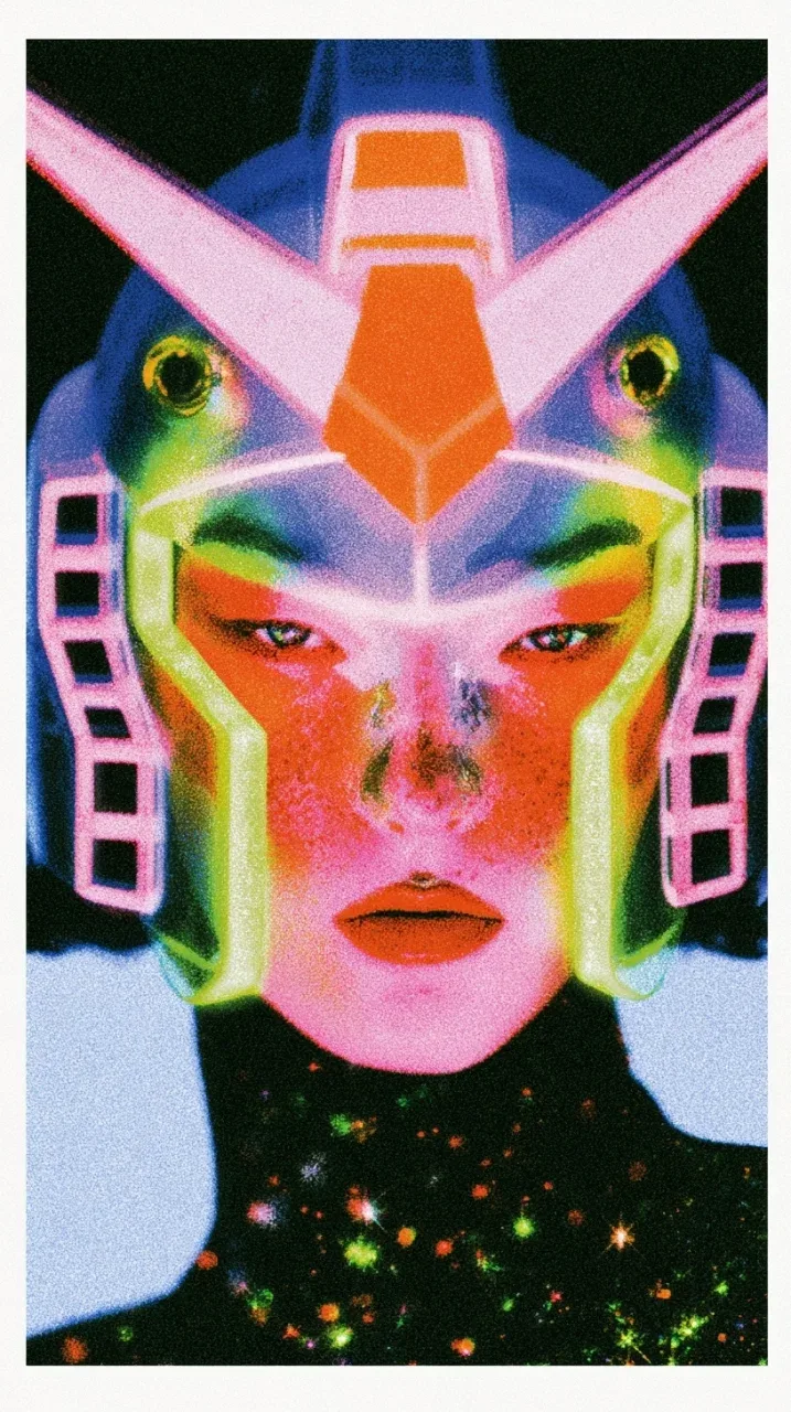 高达头盔与时尚大片：科幻未来感与复古波普的视觉碰撞