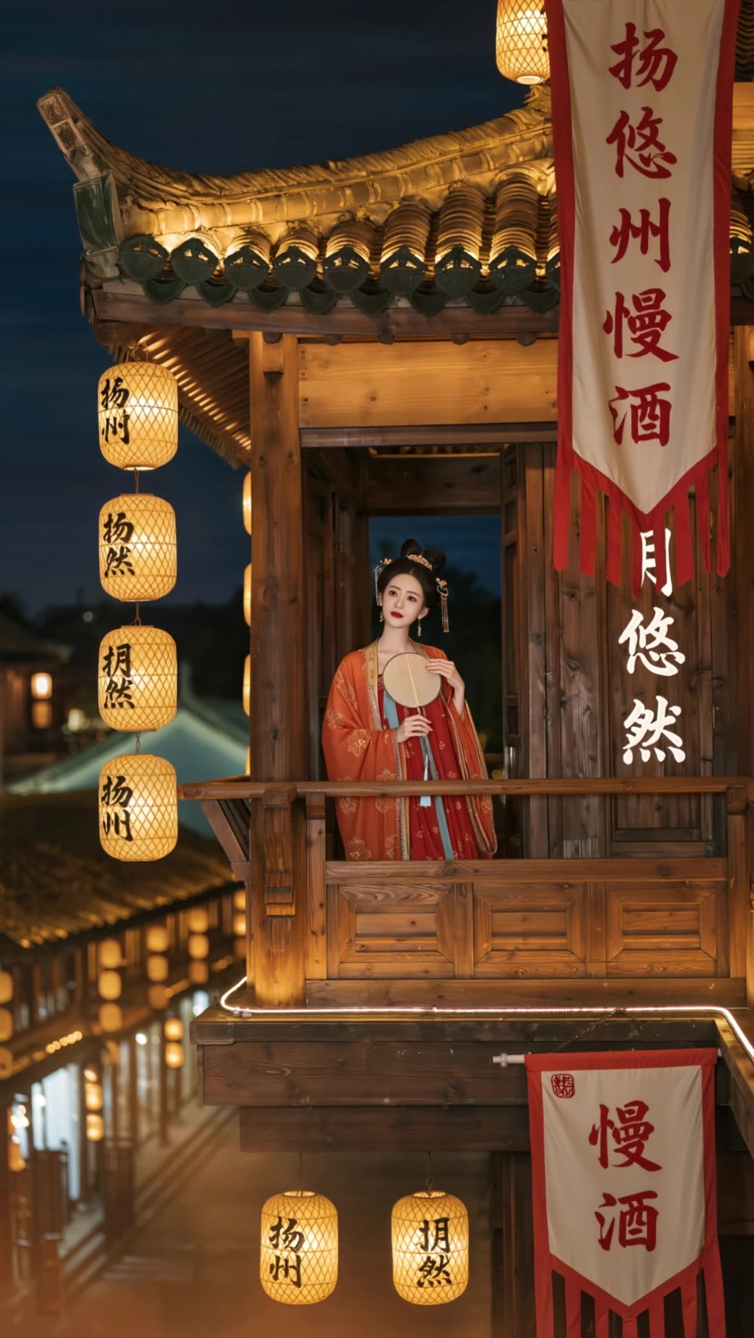 可灵古风夜景视频解析｜扬州东关街的数字诗意，设定细节满分