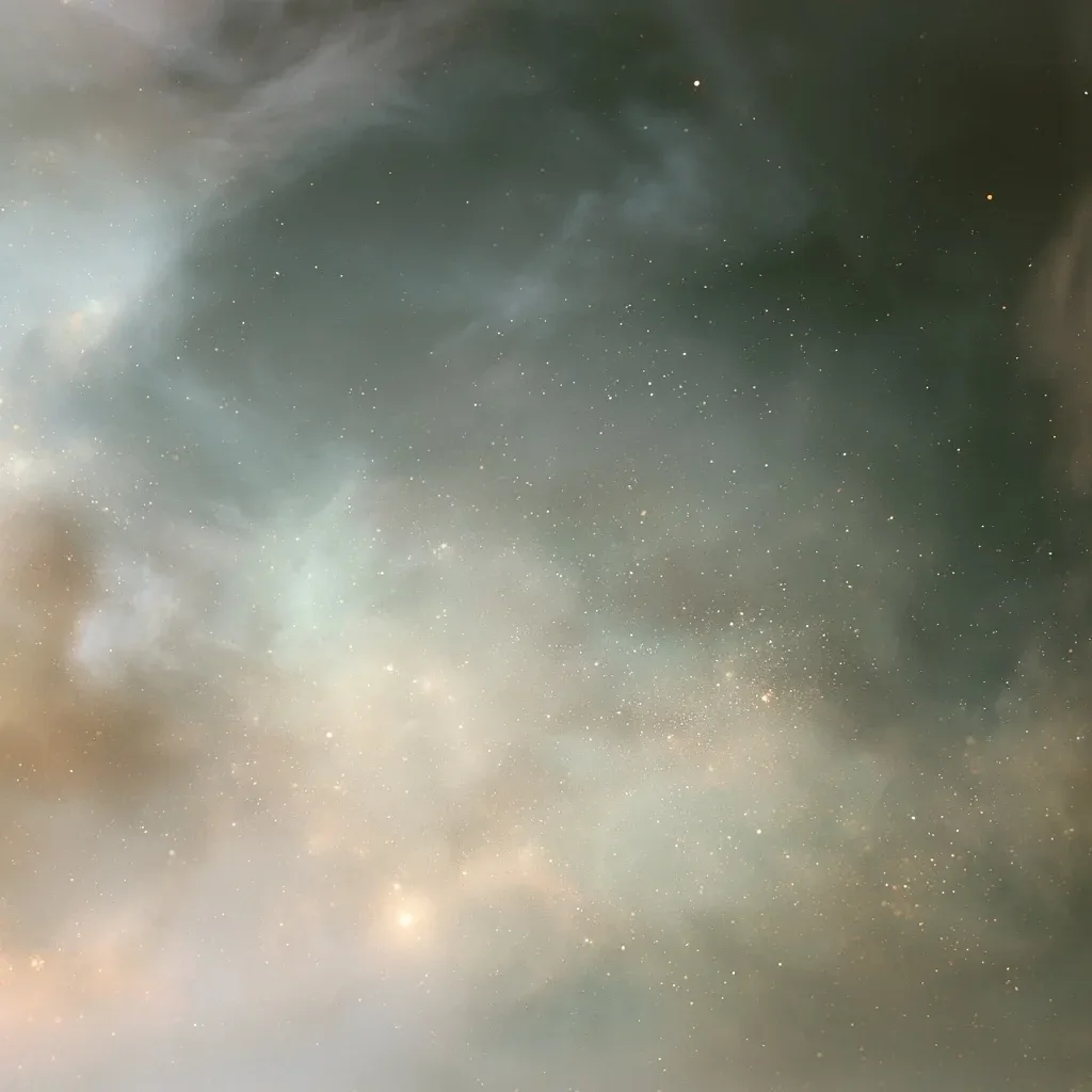 Midjourney 8.2 | 一片远山般黛绿的朦胧星空