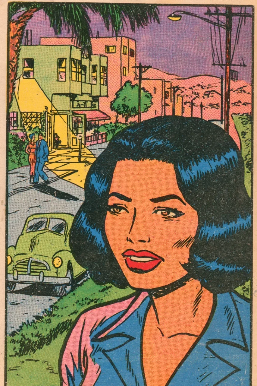 一幅复古漫画风格的夜景人像｜Midjourney对光影和情绪的把控