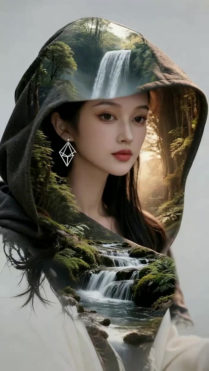 AI视频提案新思路：自然系人像双重曝光，这个创意能打
