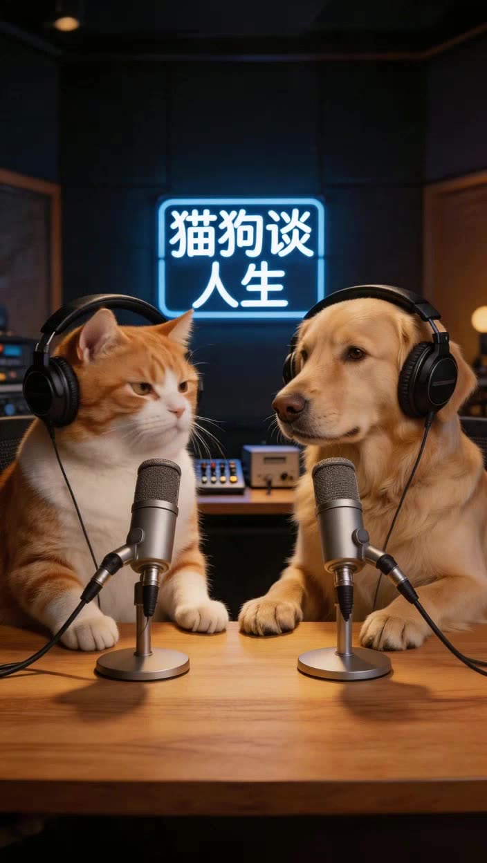即梦「猫狗谈人生」视频 | 动物主角的角色设定与场景统一性